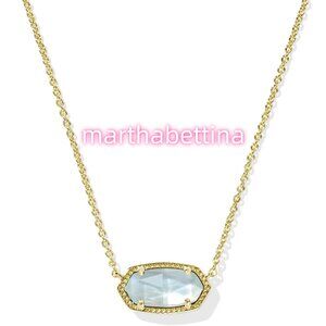 Elisa Gold Pendant Necklace in Light Blue Illusion